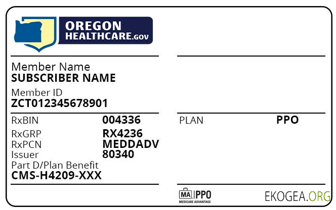 Carte d'assurance maladie de l'Oregon